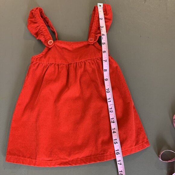 Cat & Jack Corduroy Dress Red Sleeveless Ruffle Sleeve Baby Girls 12 Months - Picture 7 of 10